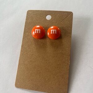 2/$15- Orange M&M Stud Earrings Handmade